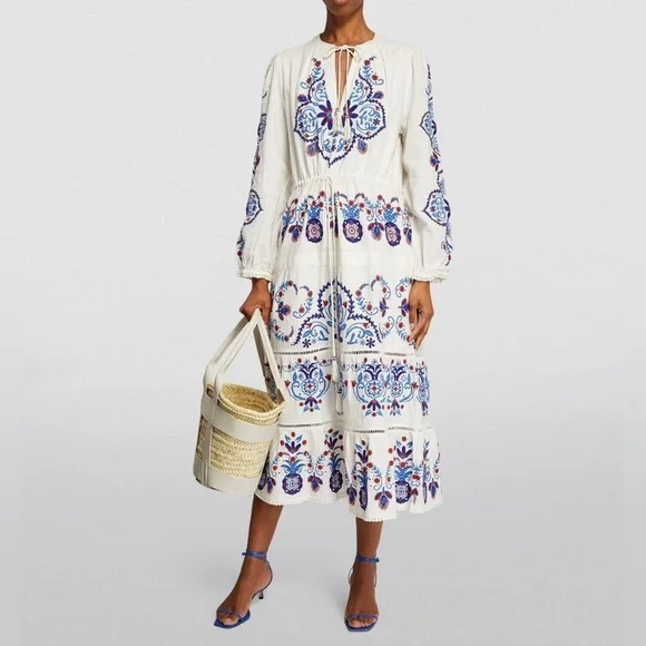 FARM Rio | Dresses | Farm Rio Off White Embroidered Beaded Midi Dress | Poshmark FARM Rio | Dresses | Farm Rio Off White Embroidered Beaded Midi Dress | Poshmark